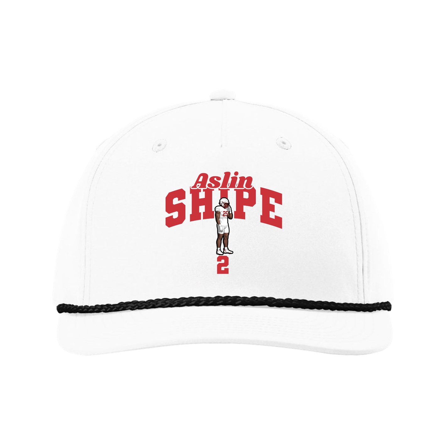 Five-Panel Classic Rope Cap — Signature Arch in White