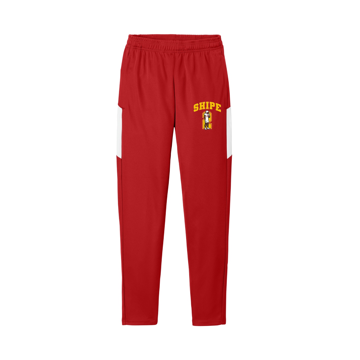Team Travel Pant — Number in Cardinal/White