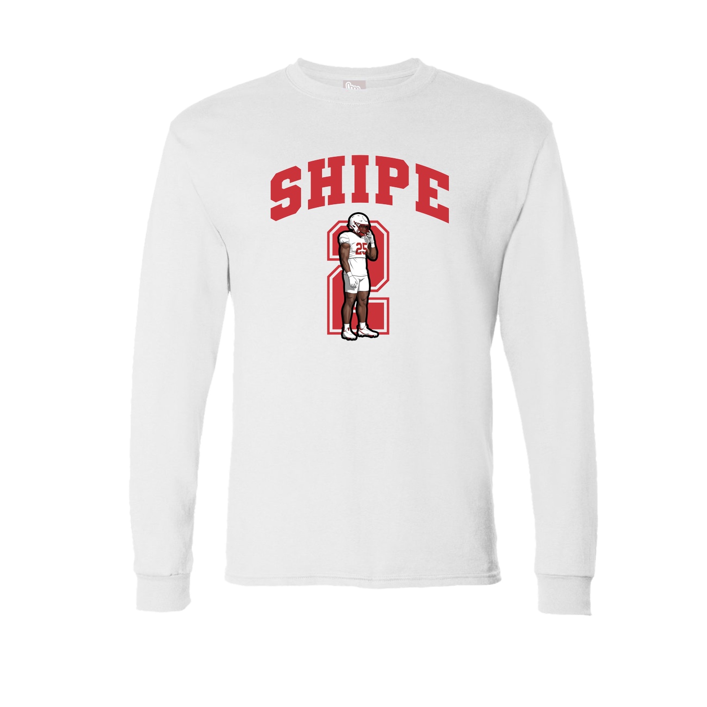 Long Sleeve Tee — Number in White