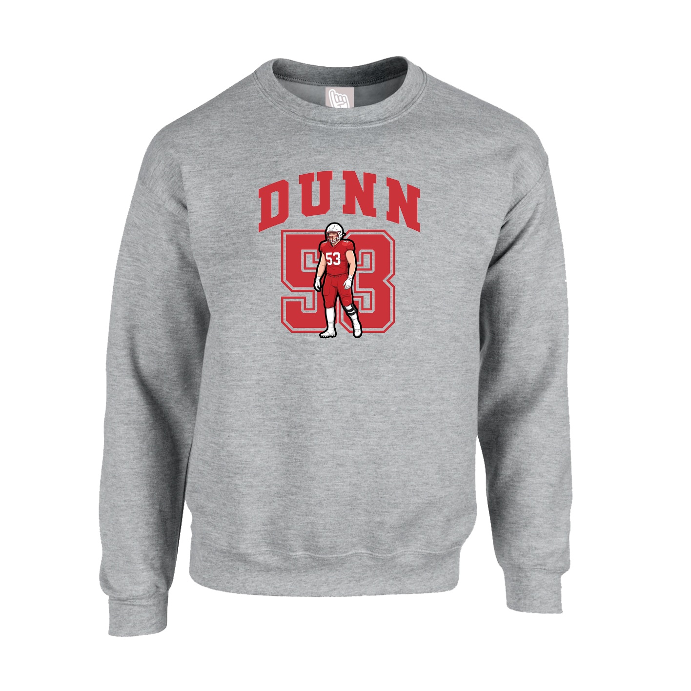 Fleece Crew — Number in Grey