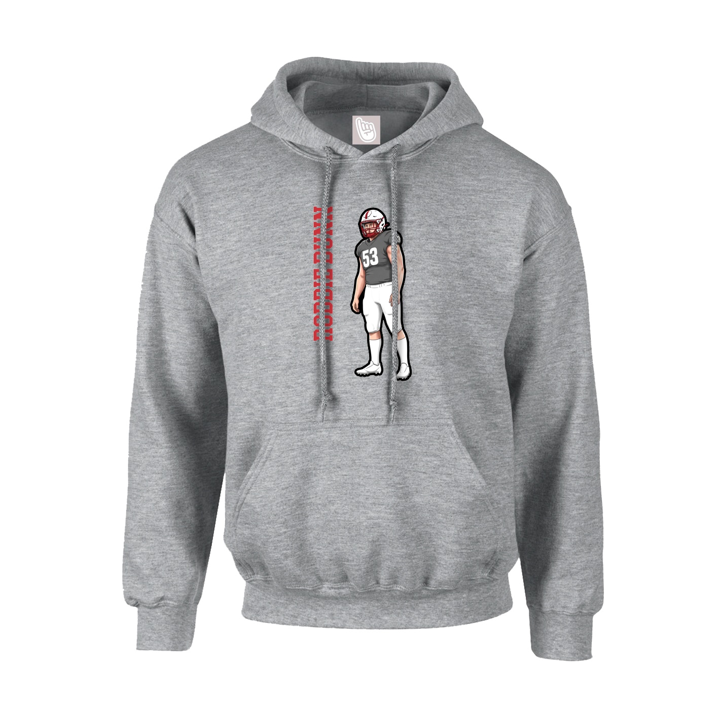 Youth Hoodie — Name Vertical in Grey