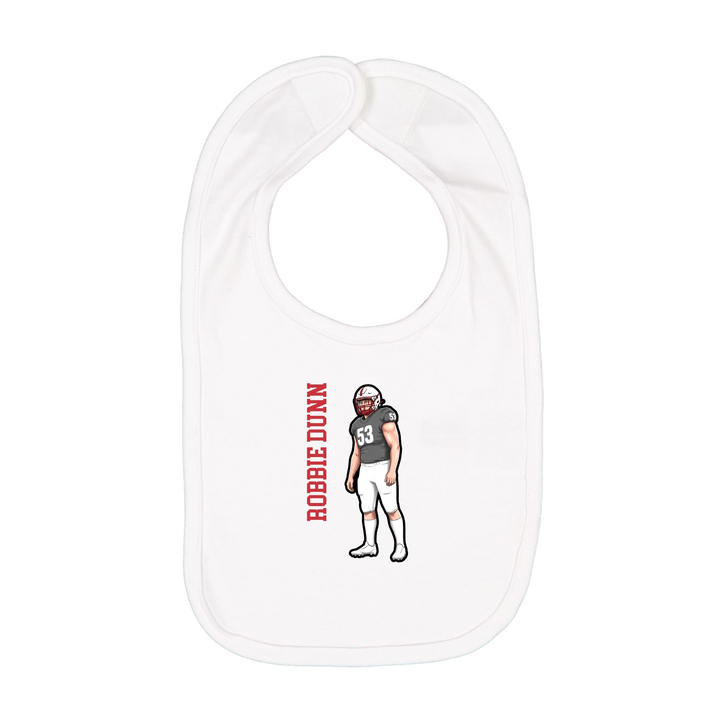 Infant Bib — Name Vertical in White