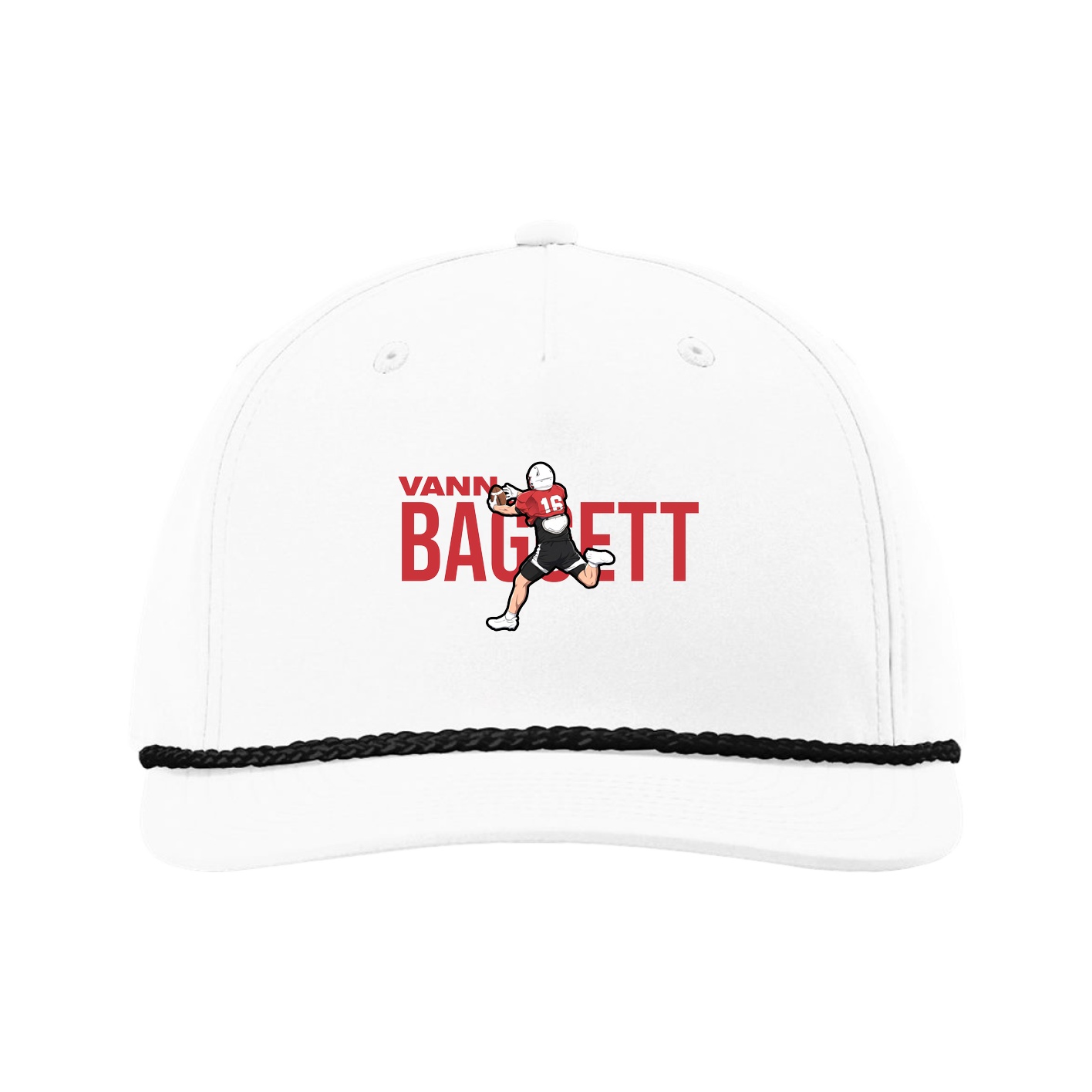 Five-Panel Classic Rope Cap — Player Name in White