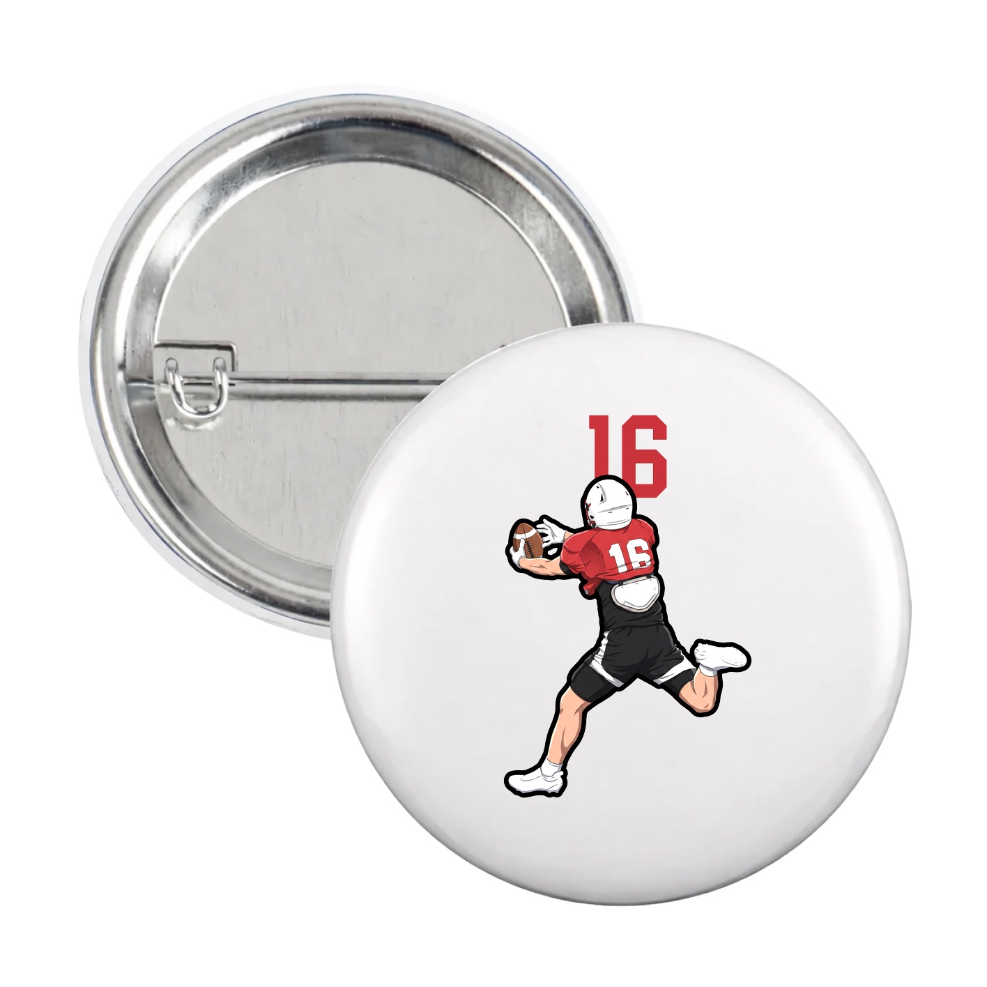 Game Day Button — Number Top in White