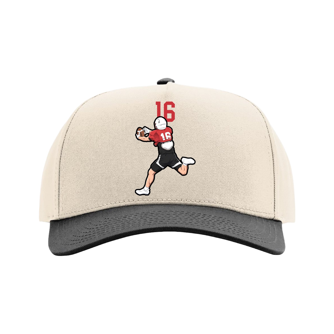 Full Fabric Five-Panel Champ Cap — Number Top in Cream/Black