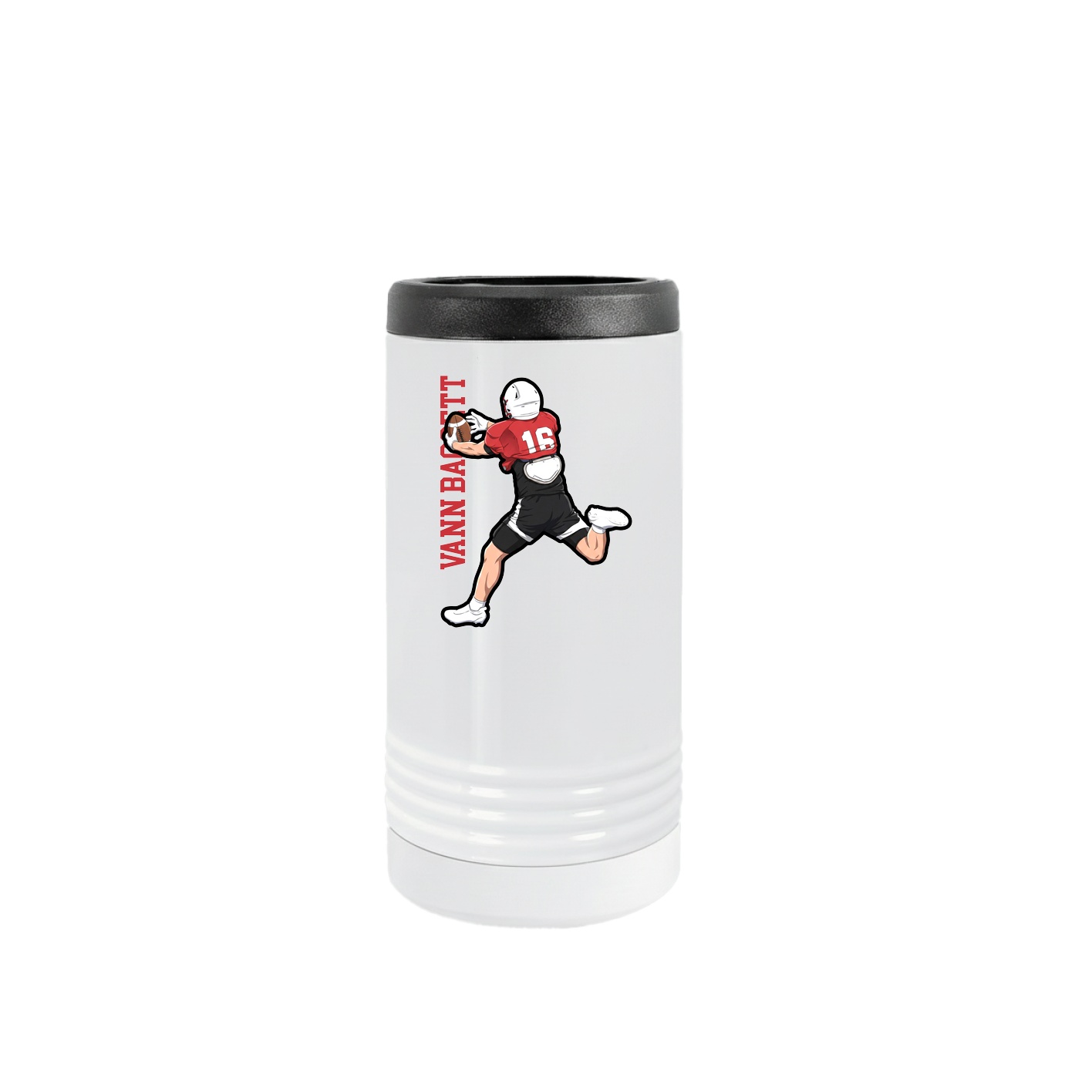 Slim Beverage Holder — Name Vertical in White