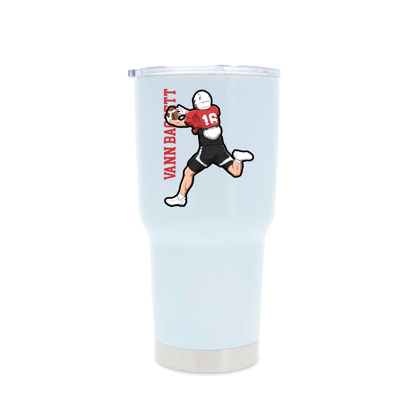 30oz Stainless Steel Tumbler — Name Vertical in White