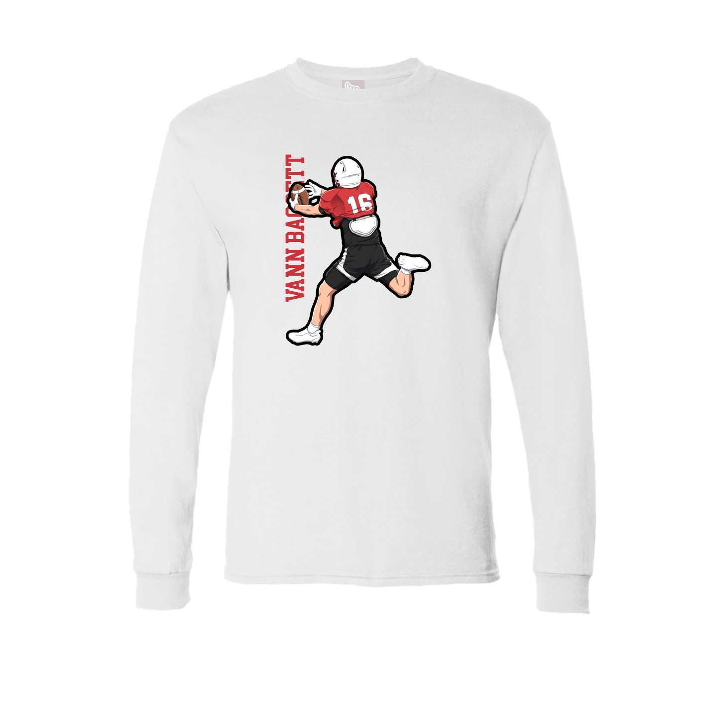 Long Sleeve Tee — Name Vertical in White