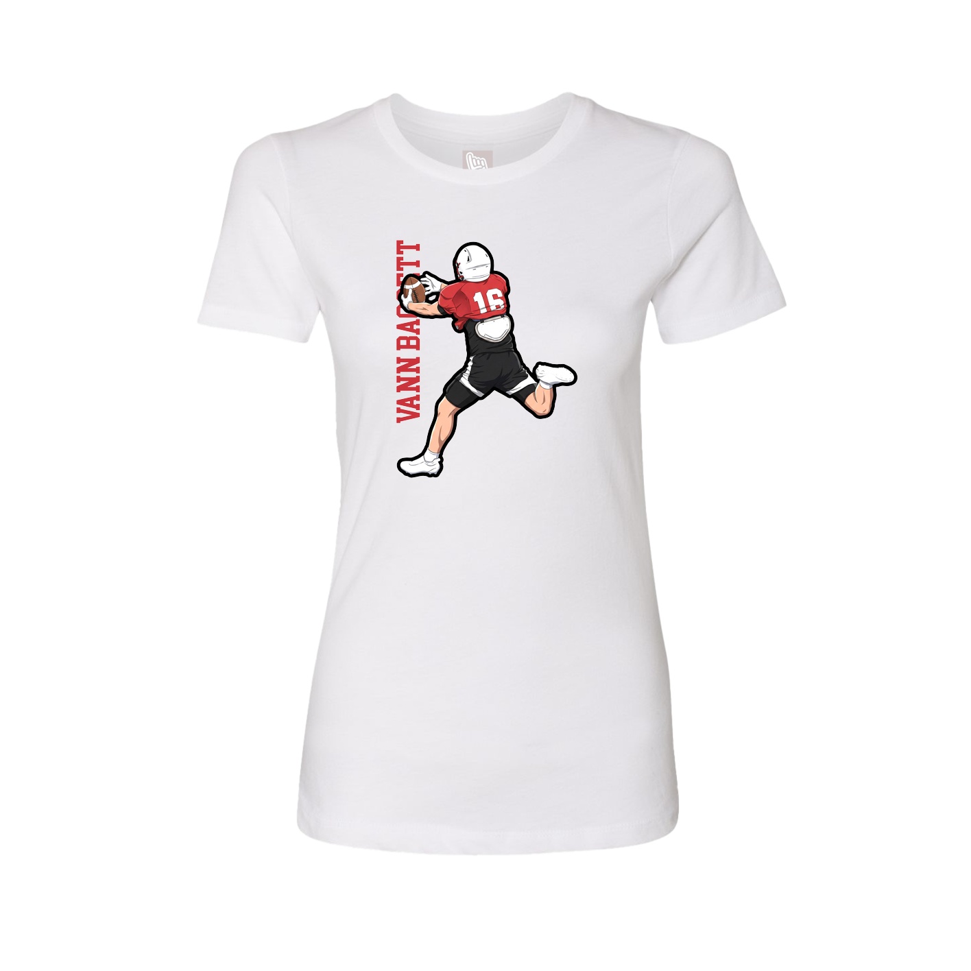 Womens Tee — Name Vertical in White
