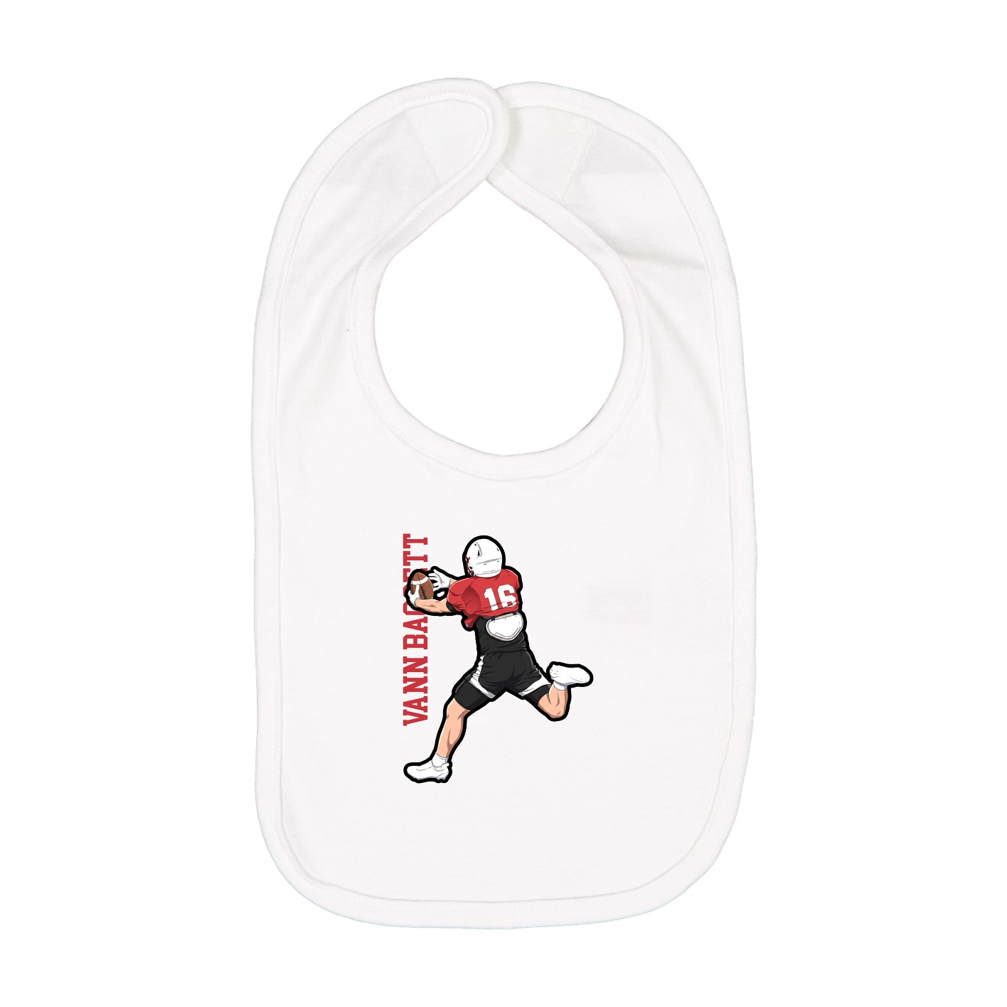 Infant Bib — Name Vertical in White