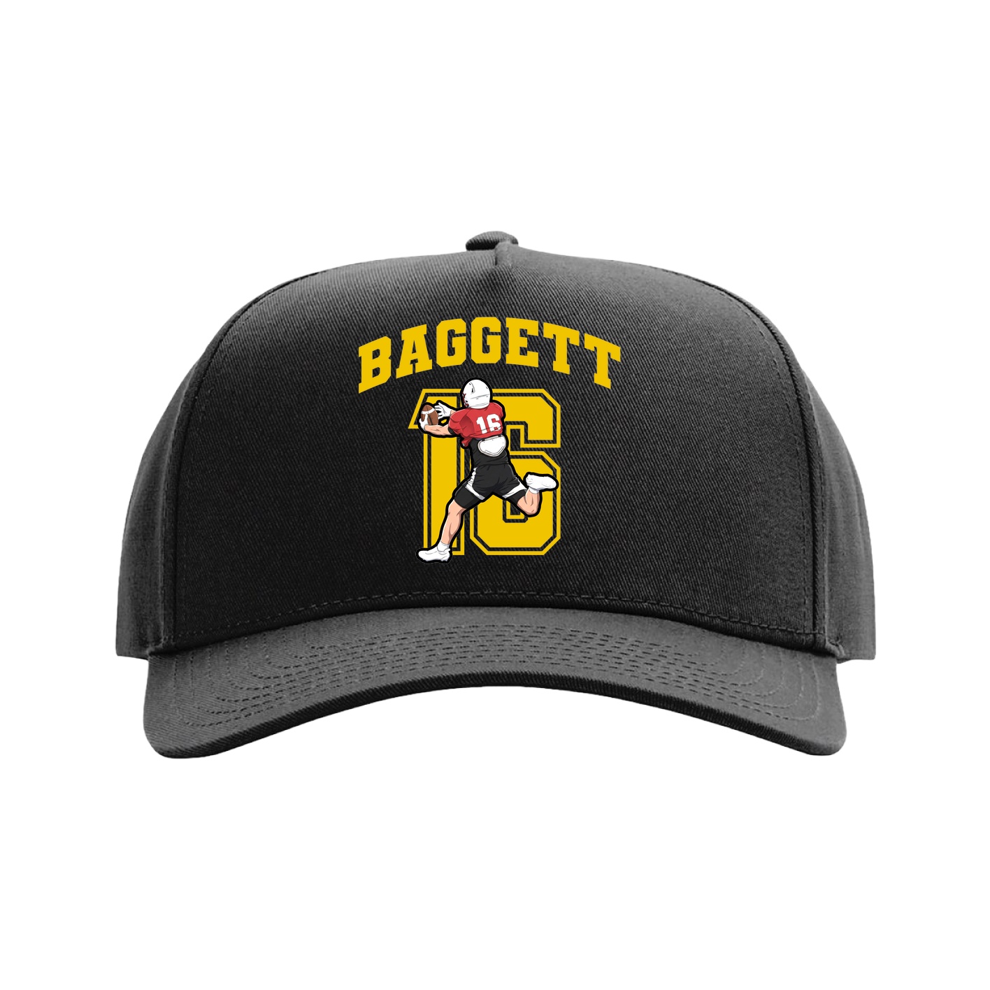 Full Fabric Five-Panel Champ Cap — Number in Black