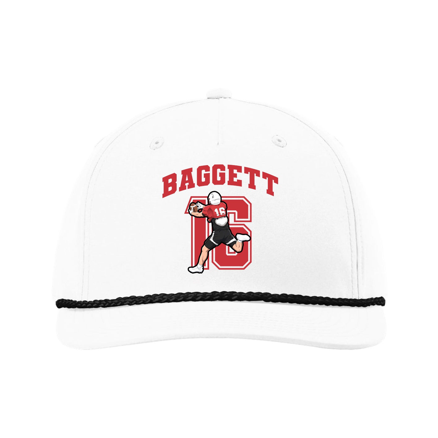 Five-Panel Classic Rope Cap — Number in White
