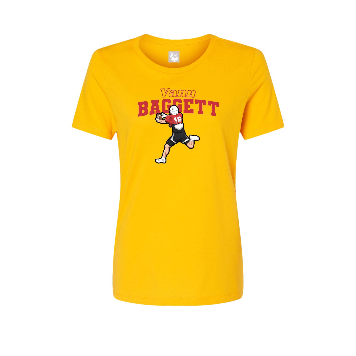 Fitted Women's Tee — Name Arch in Gold