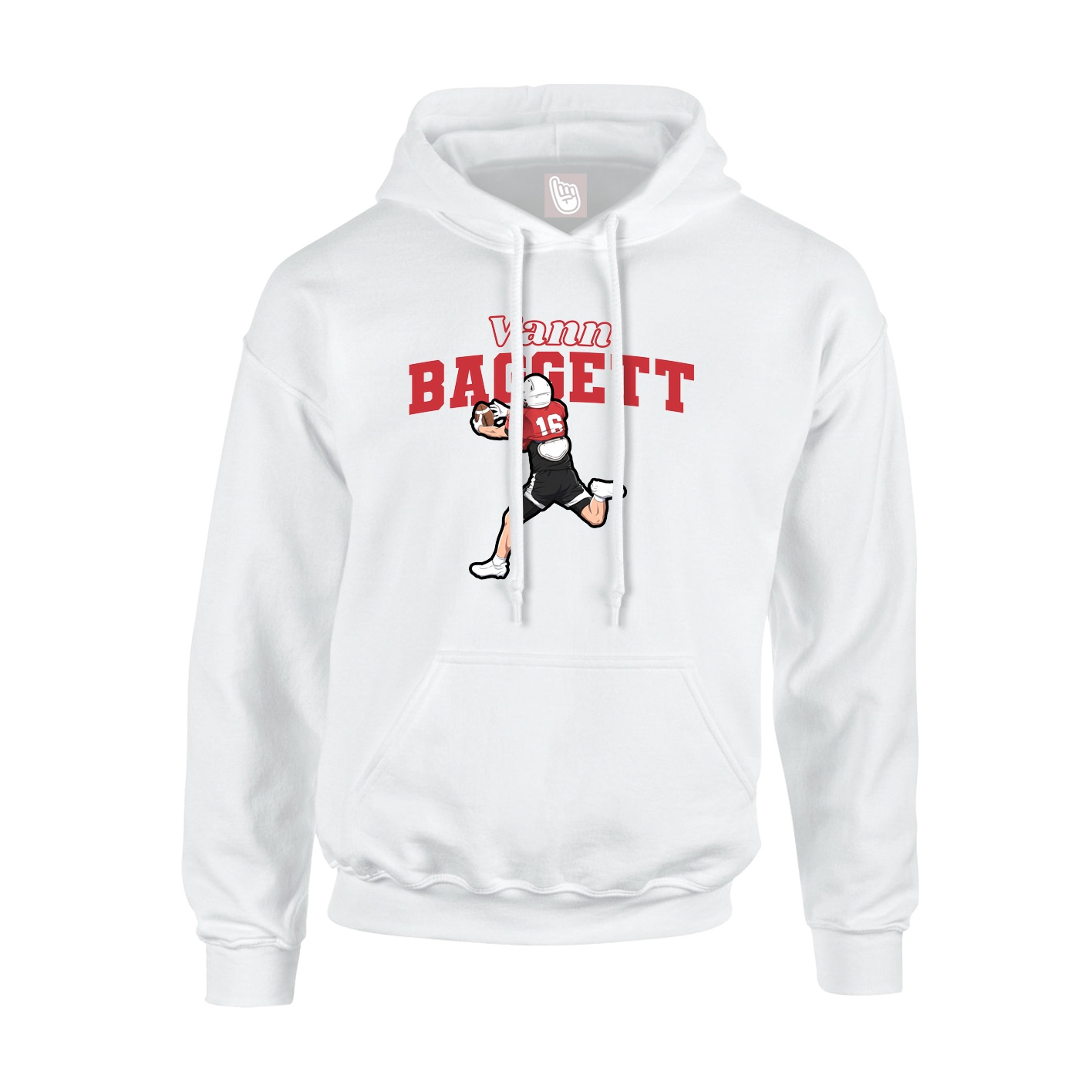 Youth Hoodie — Name Arch in White