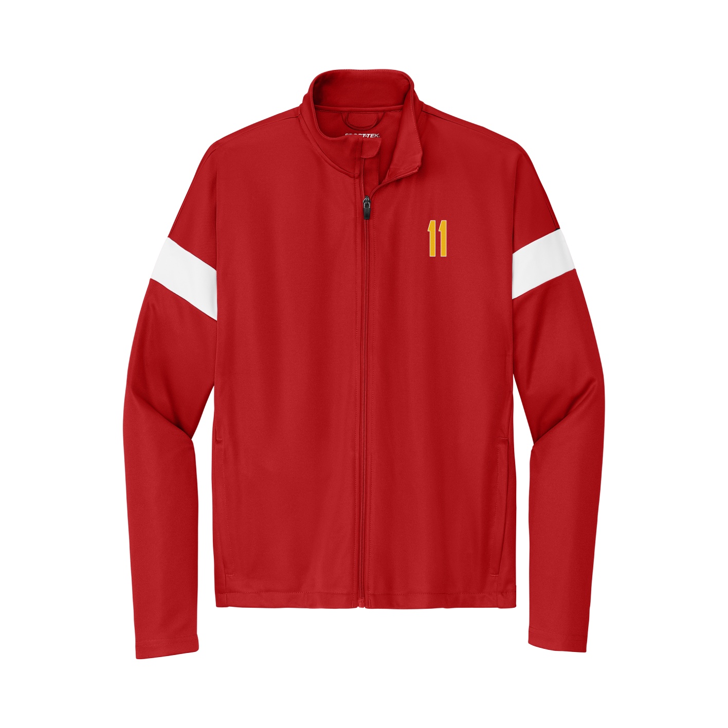 Team Travel Full-Zip Jacket — Front Shirsy in Cardinal/White