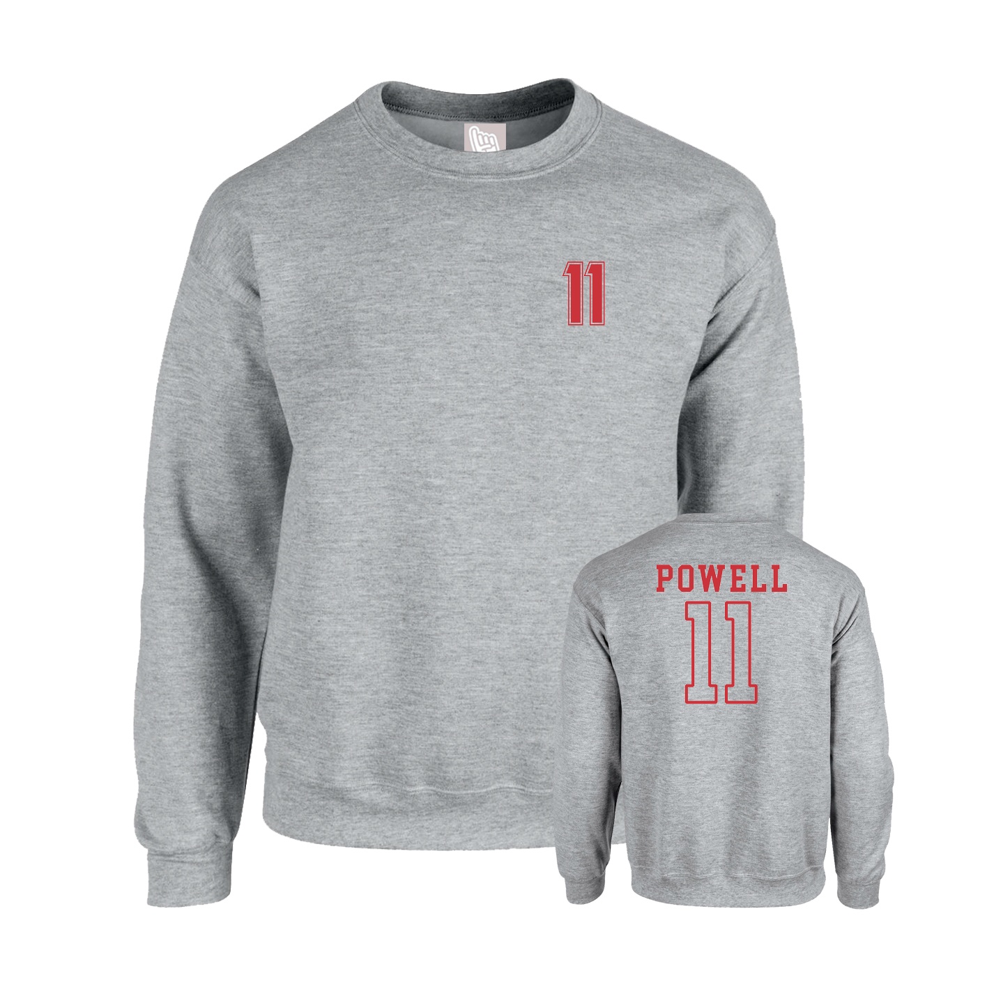 Fleece Crew — Chest Back in Grey