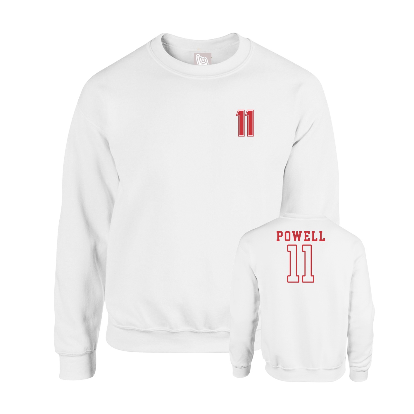 Fleece Crew — Chest Back in White