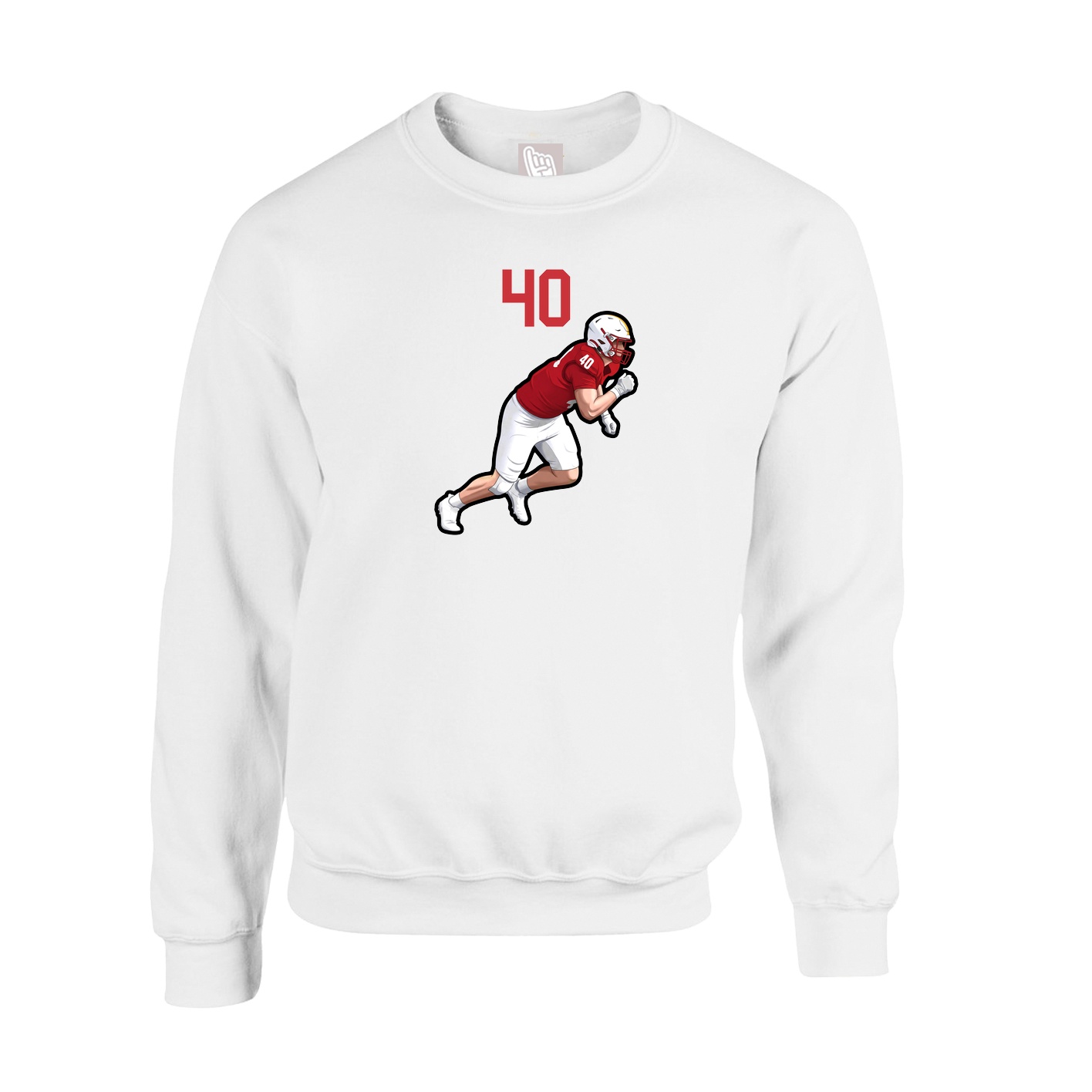 Fleece Crew — Number Top in White