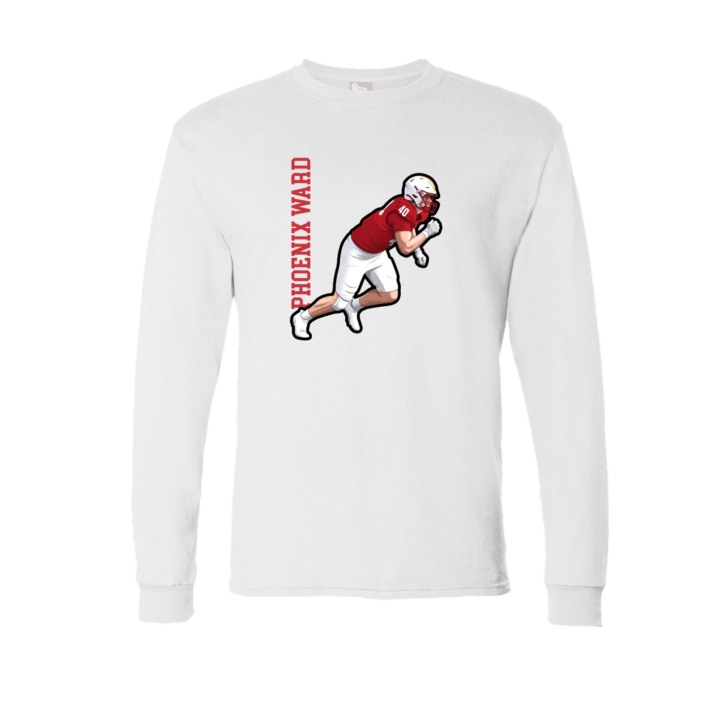 Long Sleeve Tee — Name Vertical in White