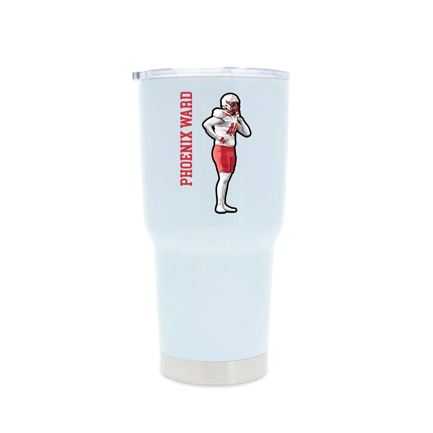 30oz Stainless Steel Tumbler — Name Vertical in White