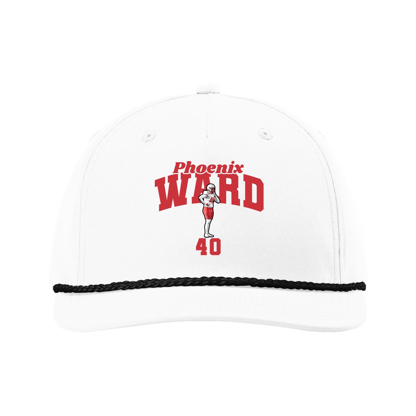 Five-Panel Classic Rope Cap — Signature Arch in White