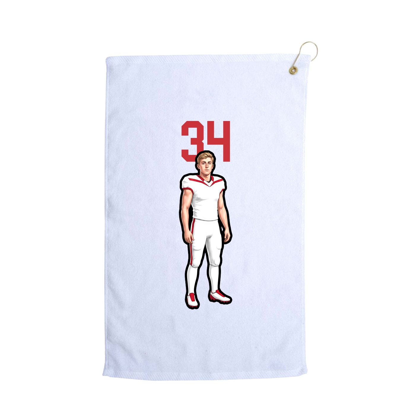 Golf Towel — Number Top in White