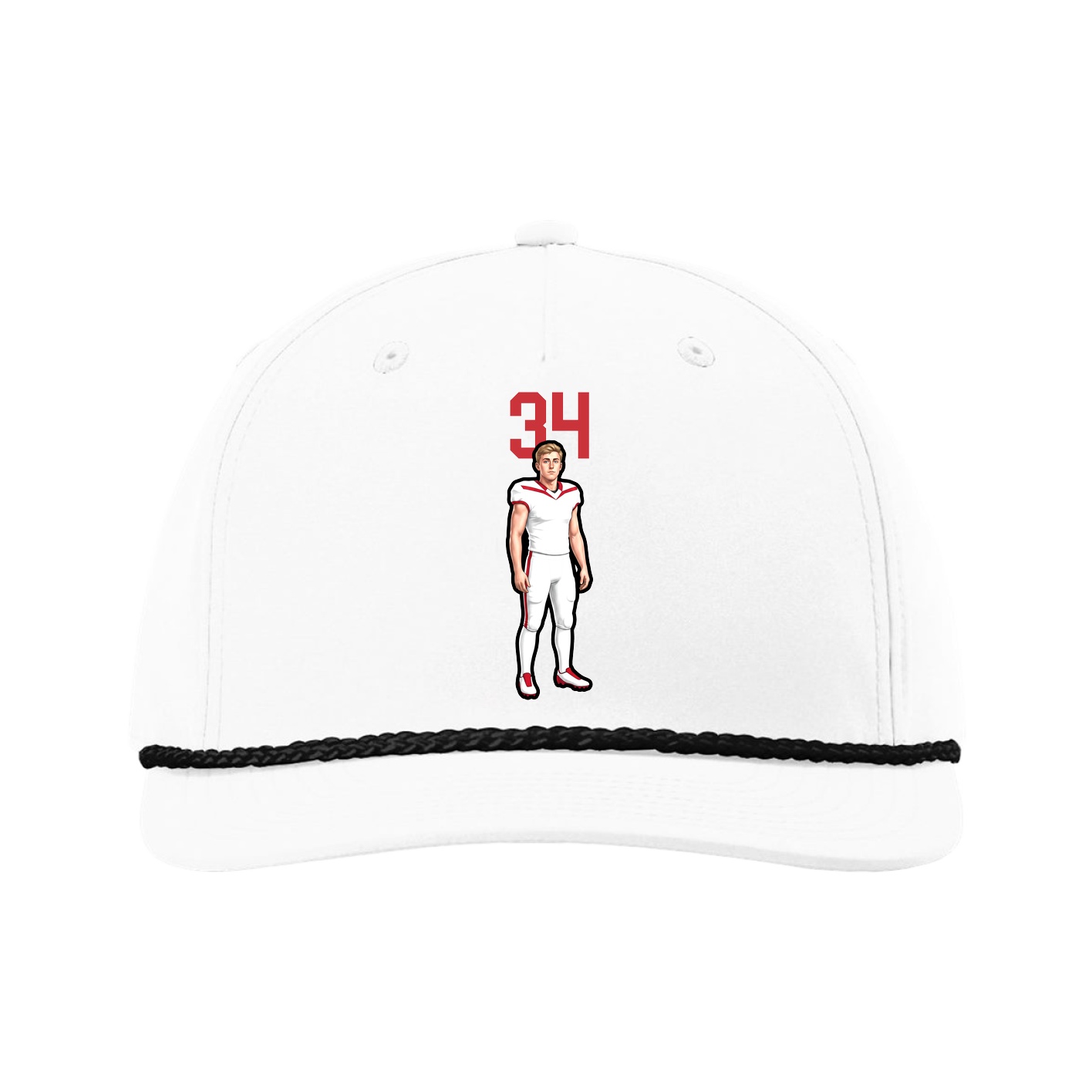 Five-Panel Classic Rope Cap — Number Top in White