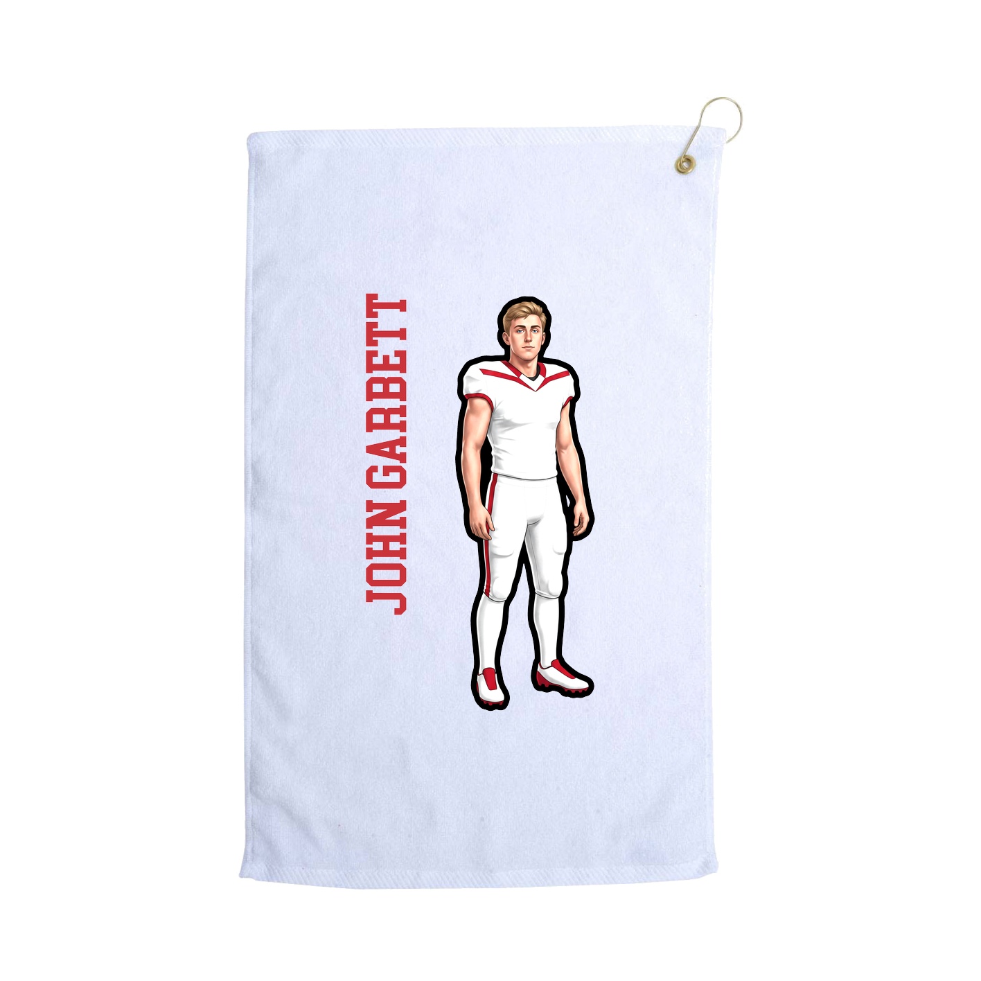 Golf Towel — Name Vertical in White
