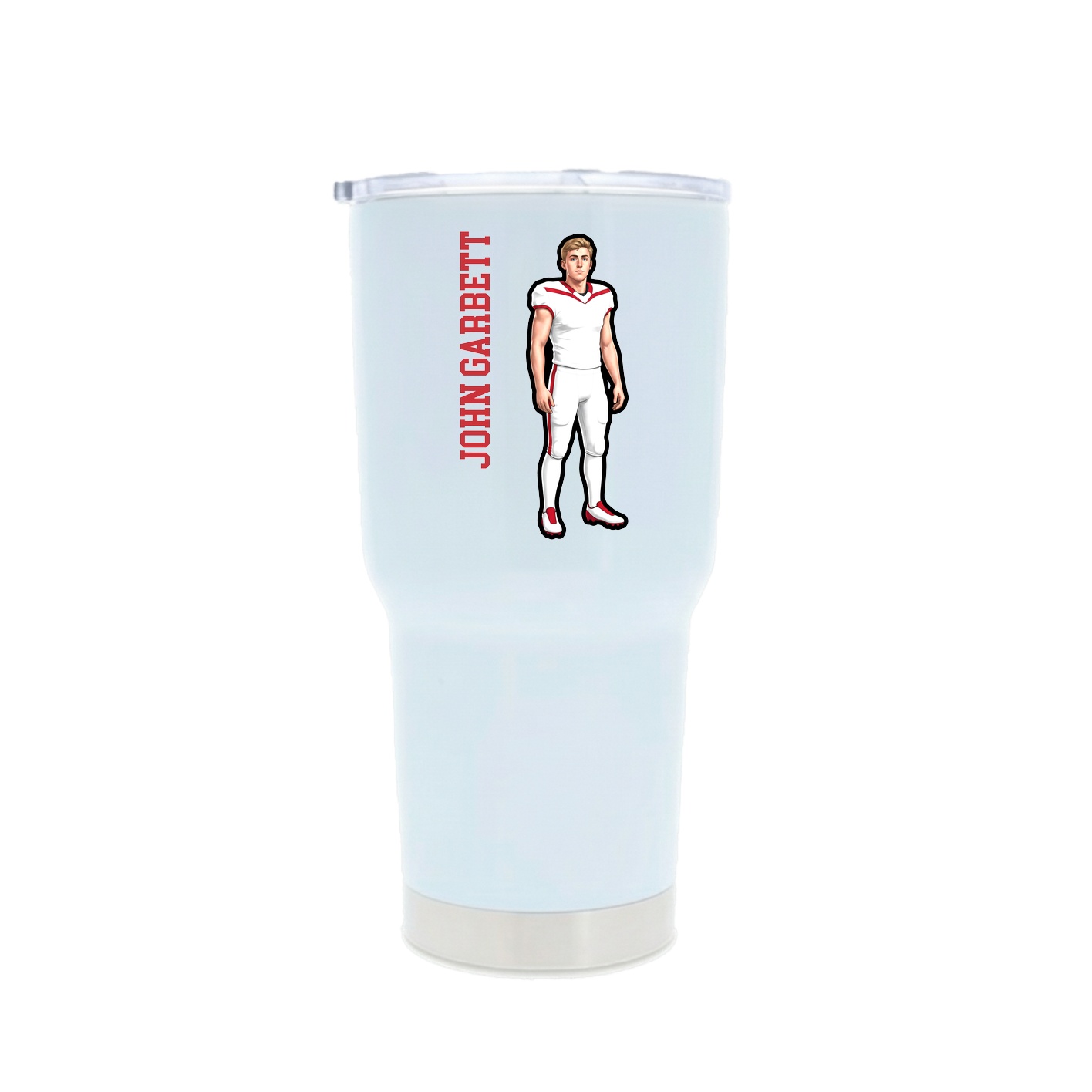 30oz Stainless Steel Tumbler — Name Vertical in White