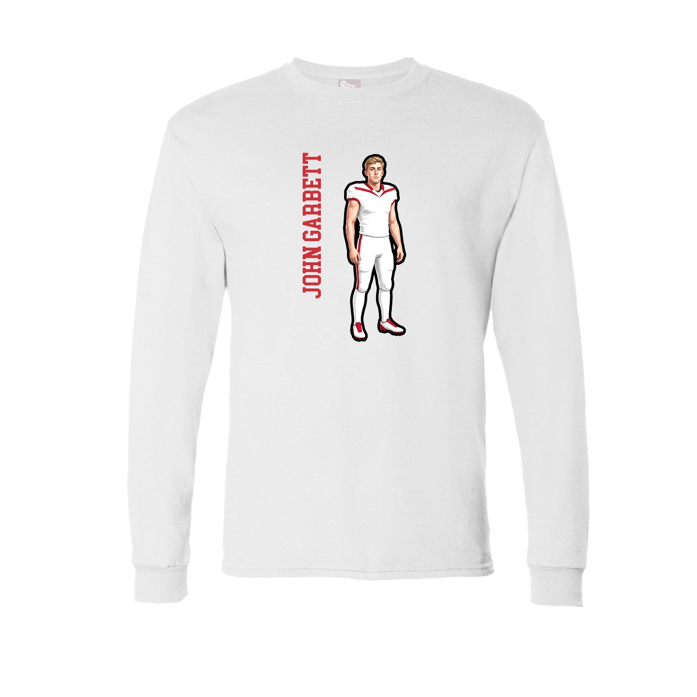 Long Sleeve Tee — Name Vertical in White