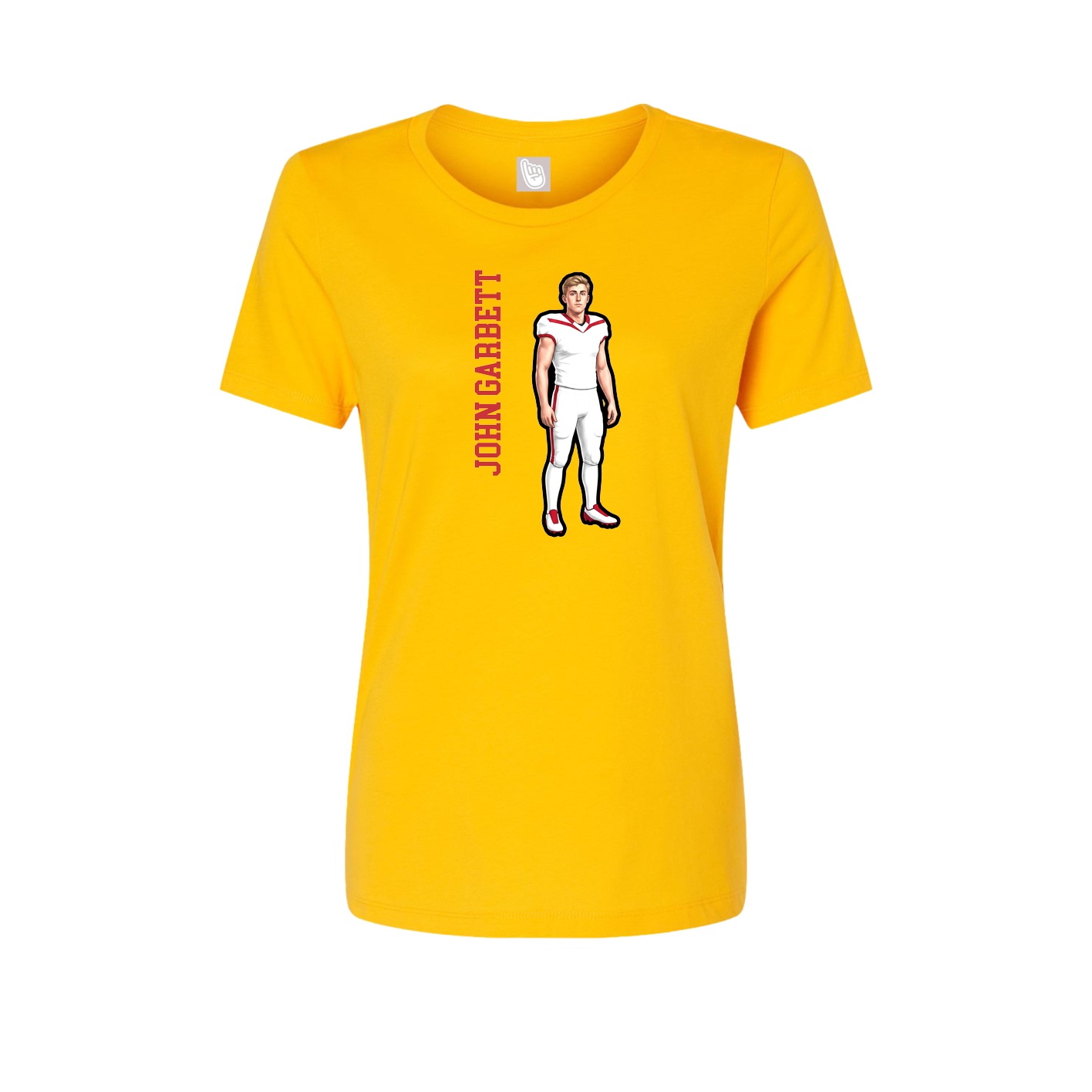 Fitted Women's Tee — Name Vertical in Gold
