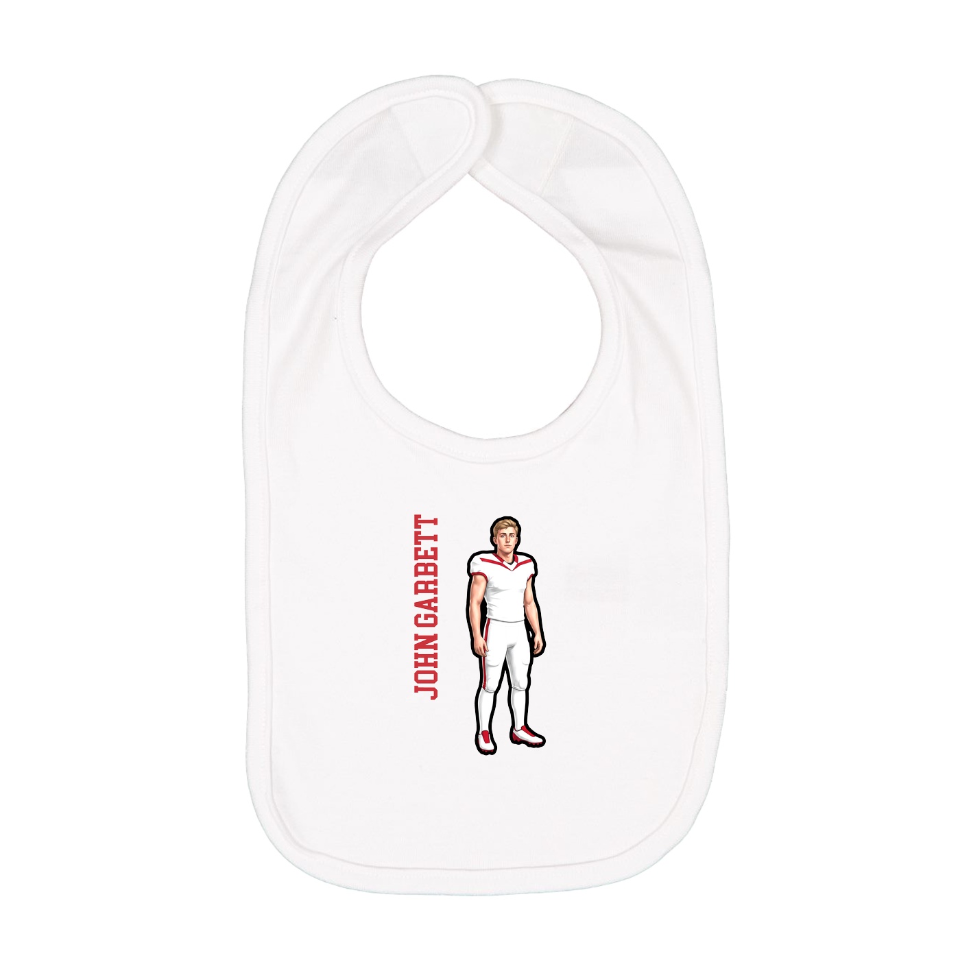Infant Bib — Name Vertical in White
