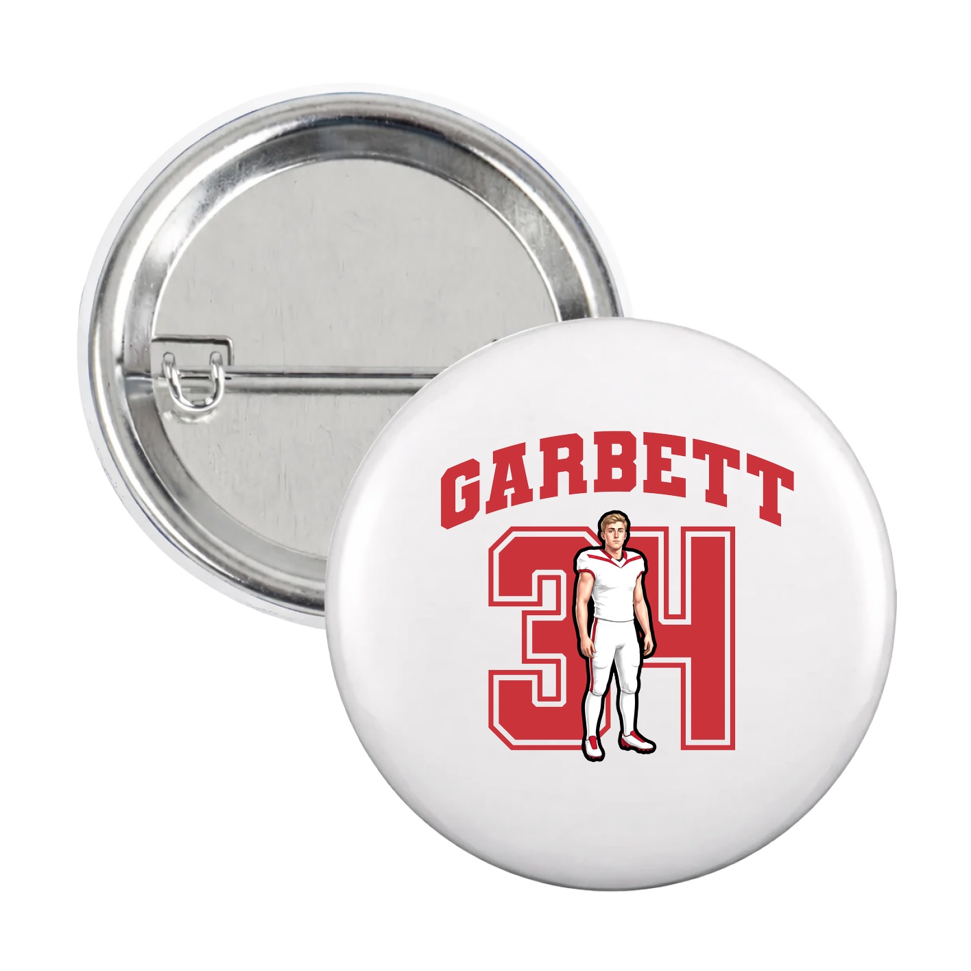 Game Day Button — Number in White