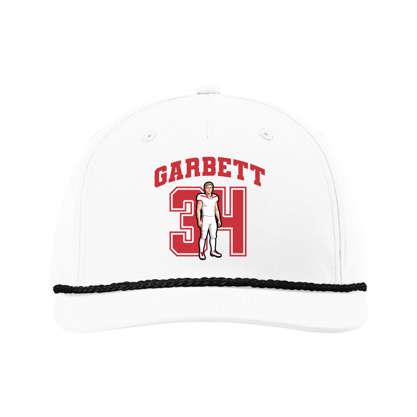 Five-Panel Classic Rope Cap — Number in White