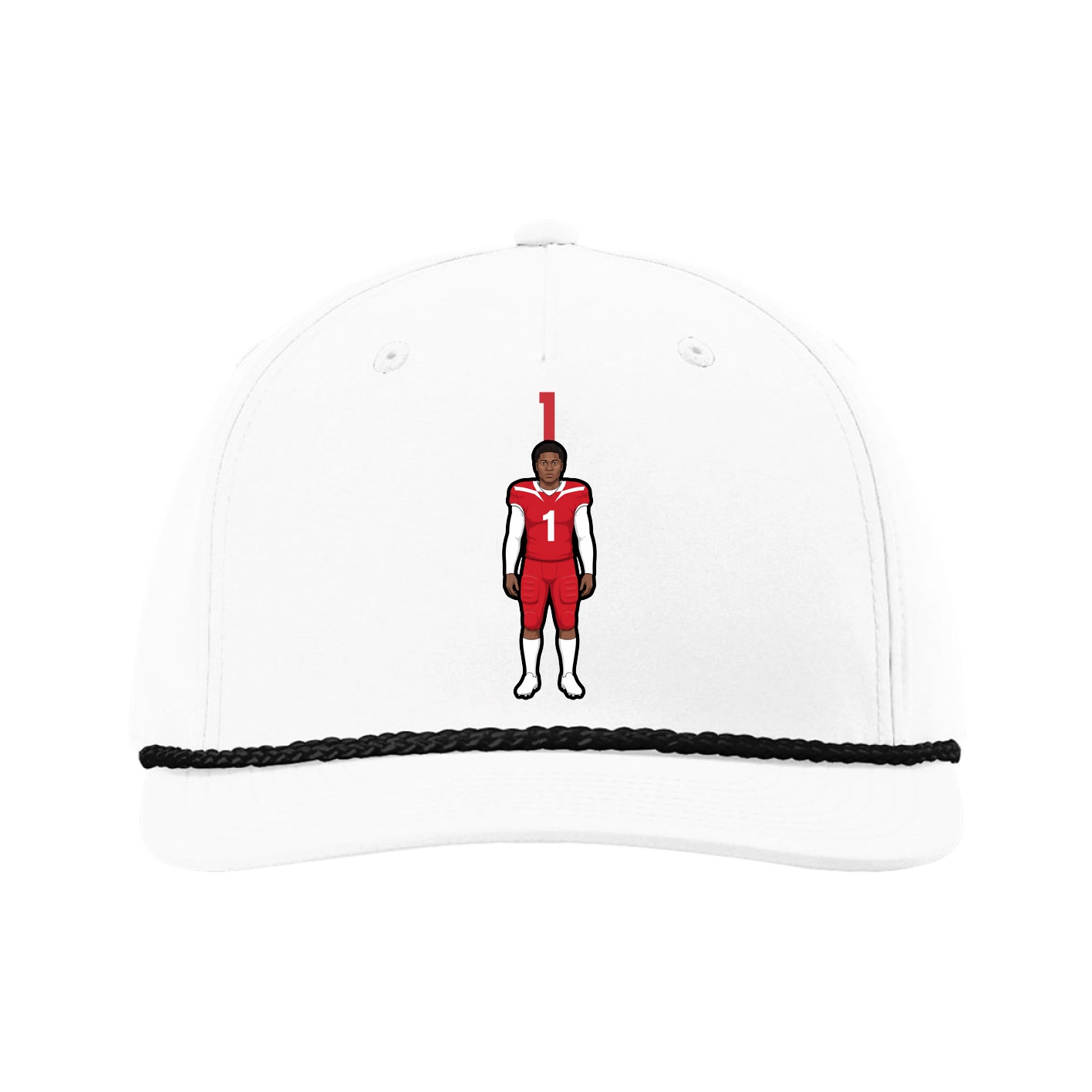 Five-Panel Classic Rope Cap — Number Top in White