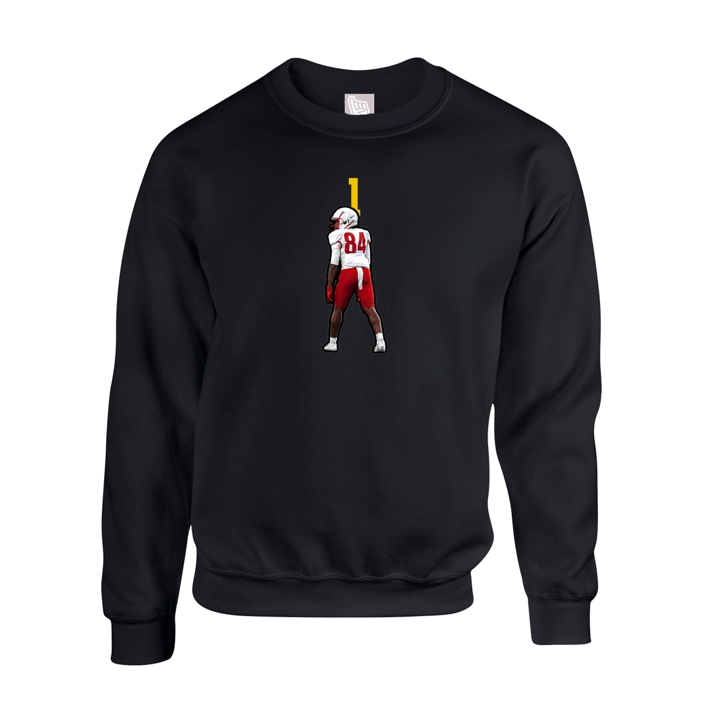 Fleece Crew — Number Top in Black