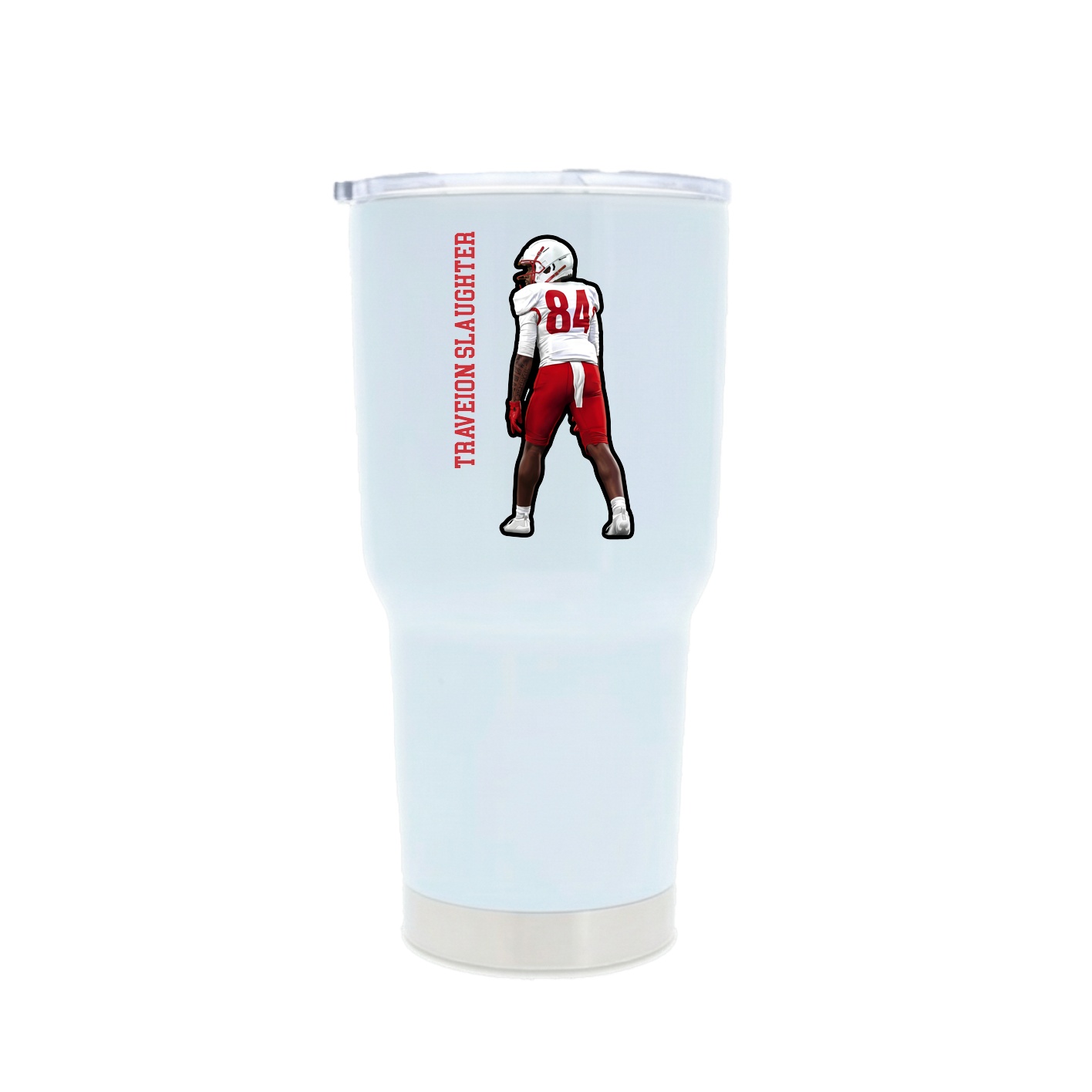 30oz Stainless Steel Tumbler — Name Vertical in White