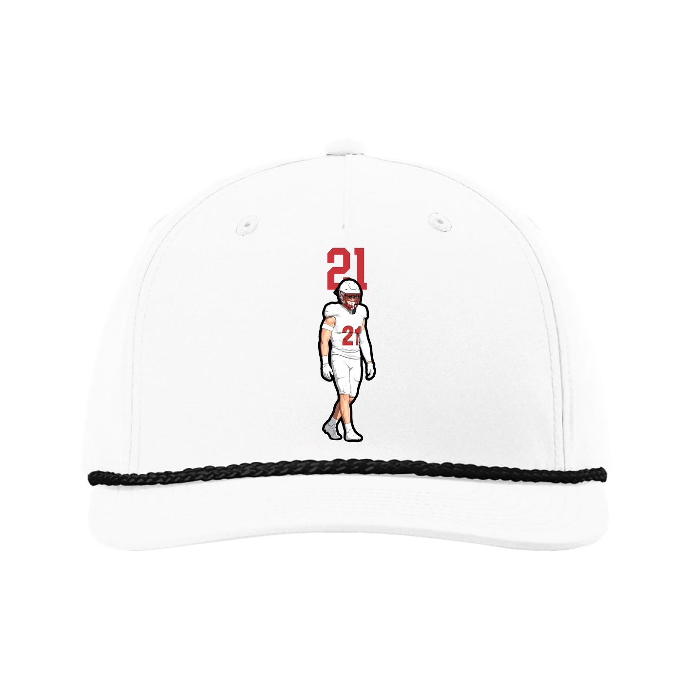 Five-Panel Classic Rope Cap — Number Top in White