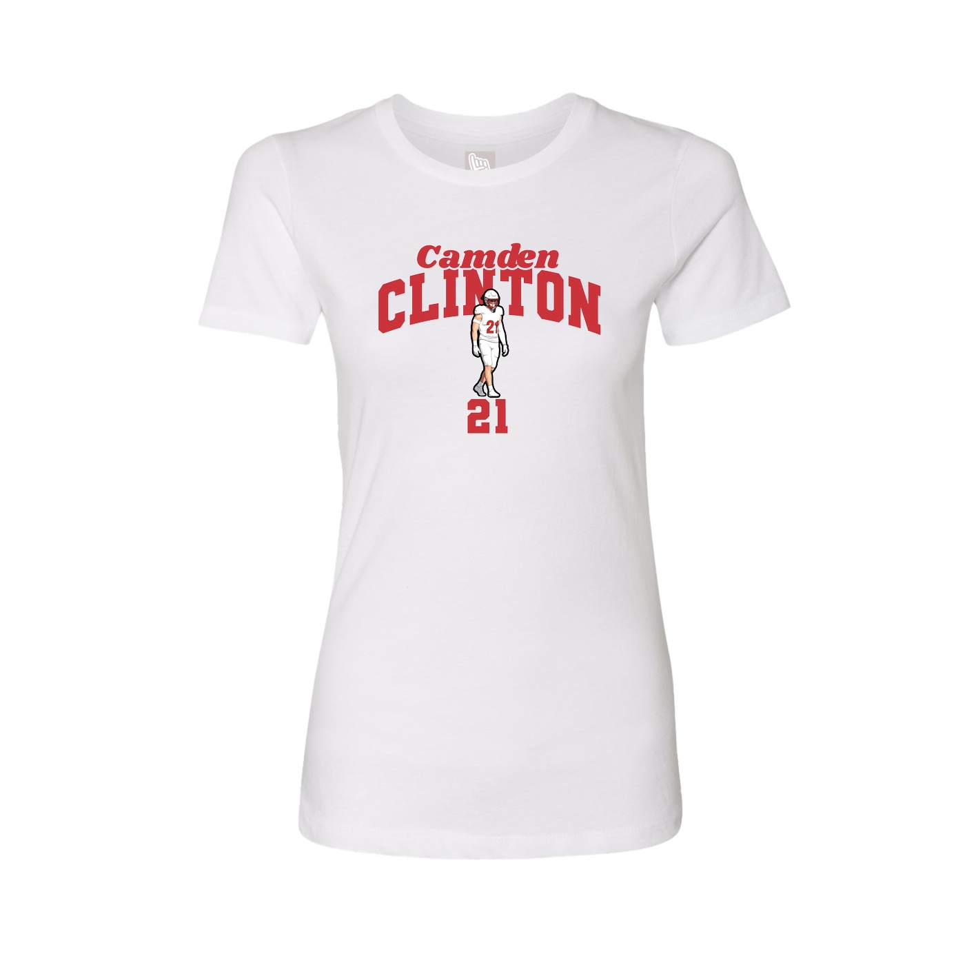 Fitted Women's Tee — Signature Arch in White