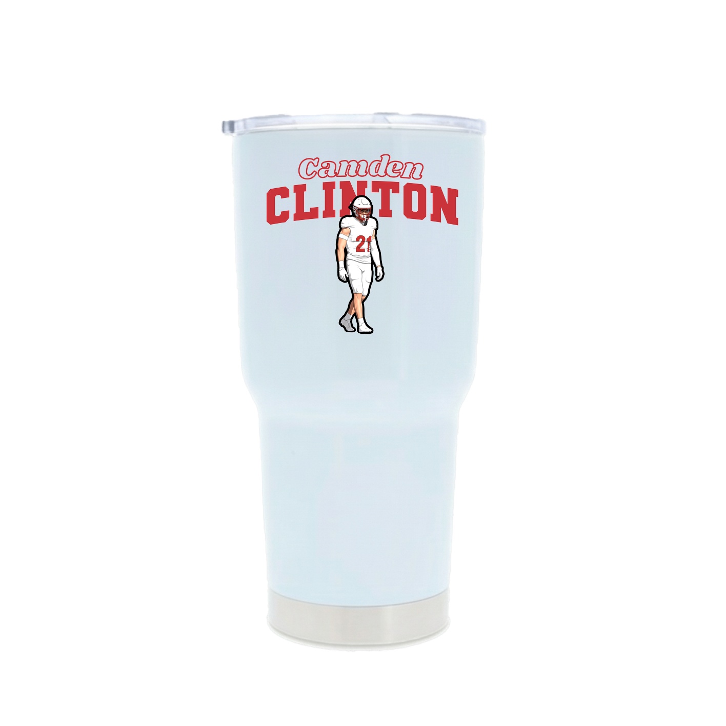 30oz Stainless Steel Tumbler — Name Arch in White