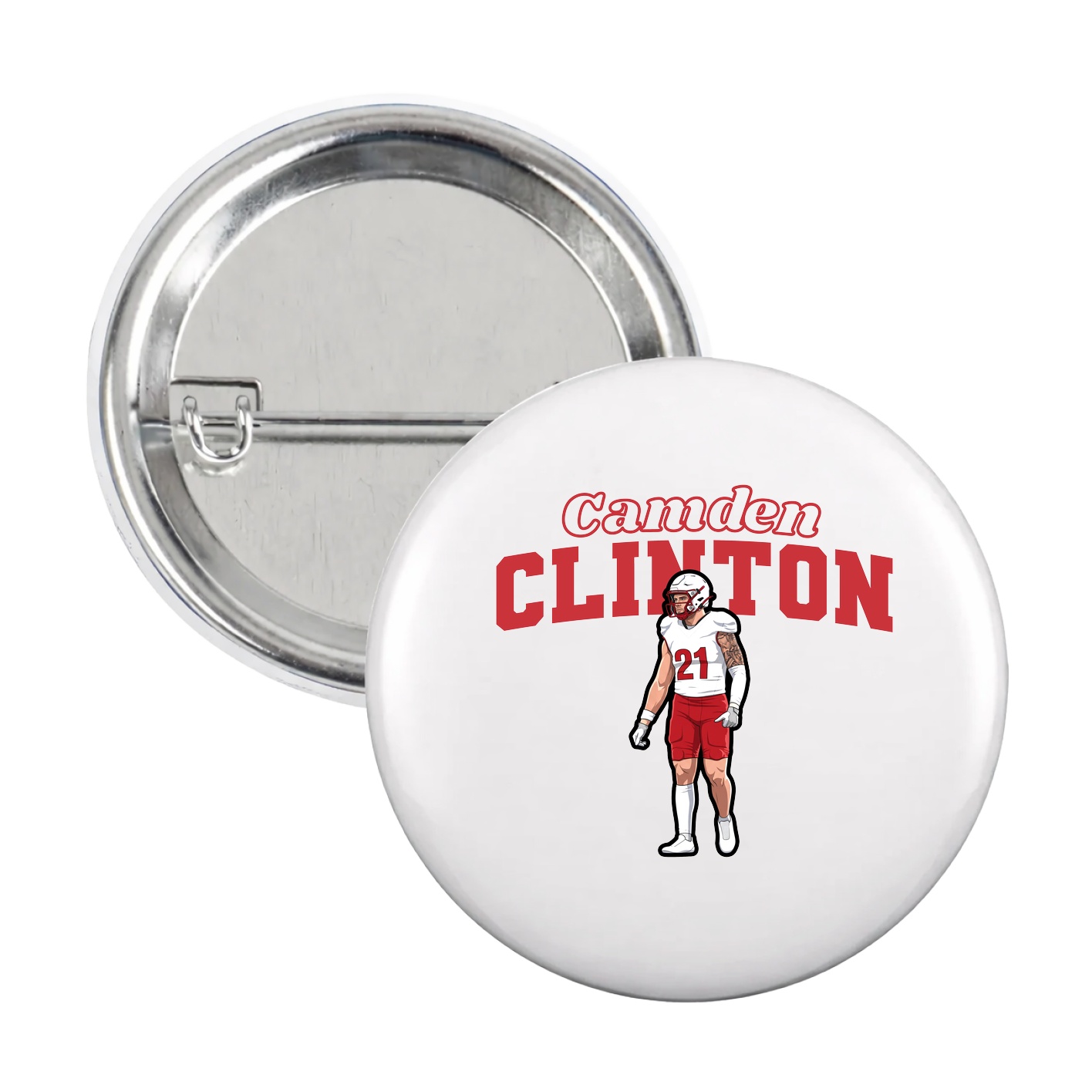 Game Day Button — Name Arch in White