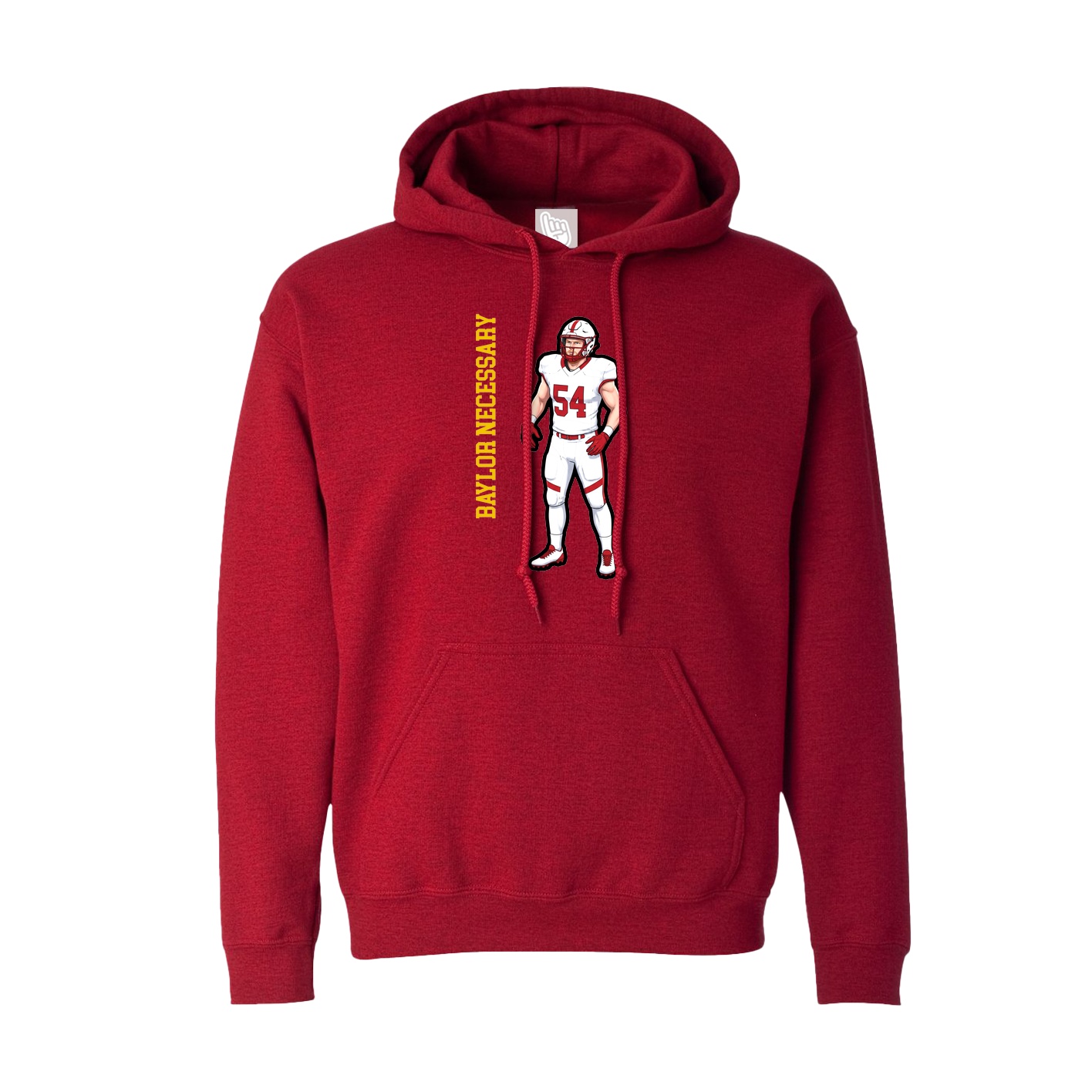 Hoodie — Name Vertical in Crimson