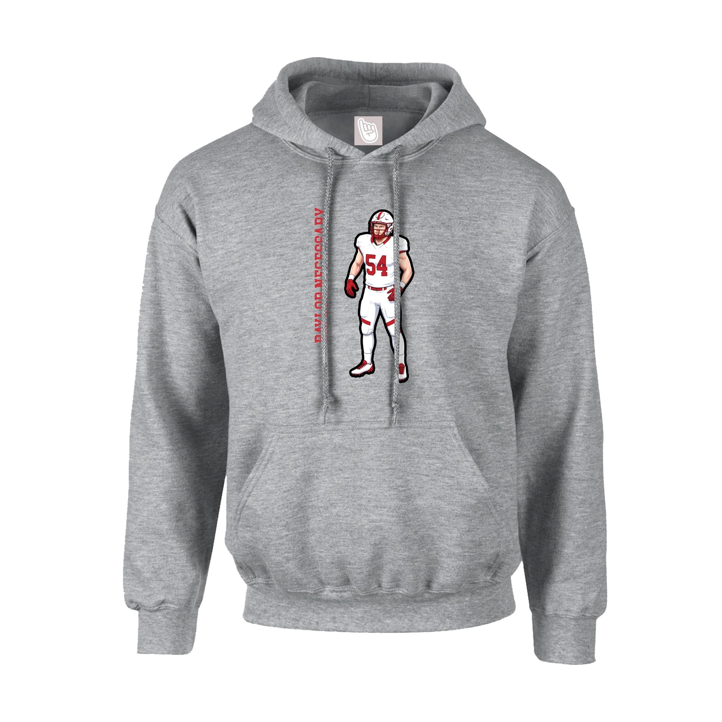 Youth Hoodie — Name Vertical in Grey