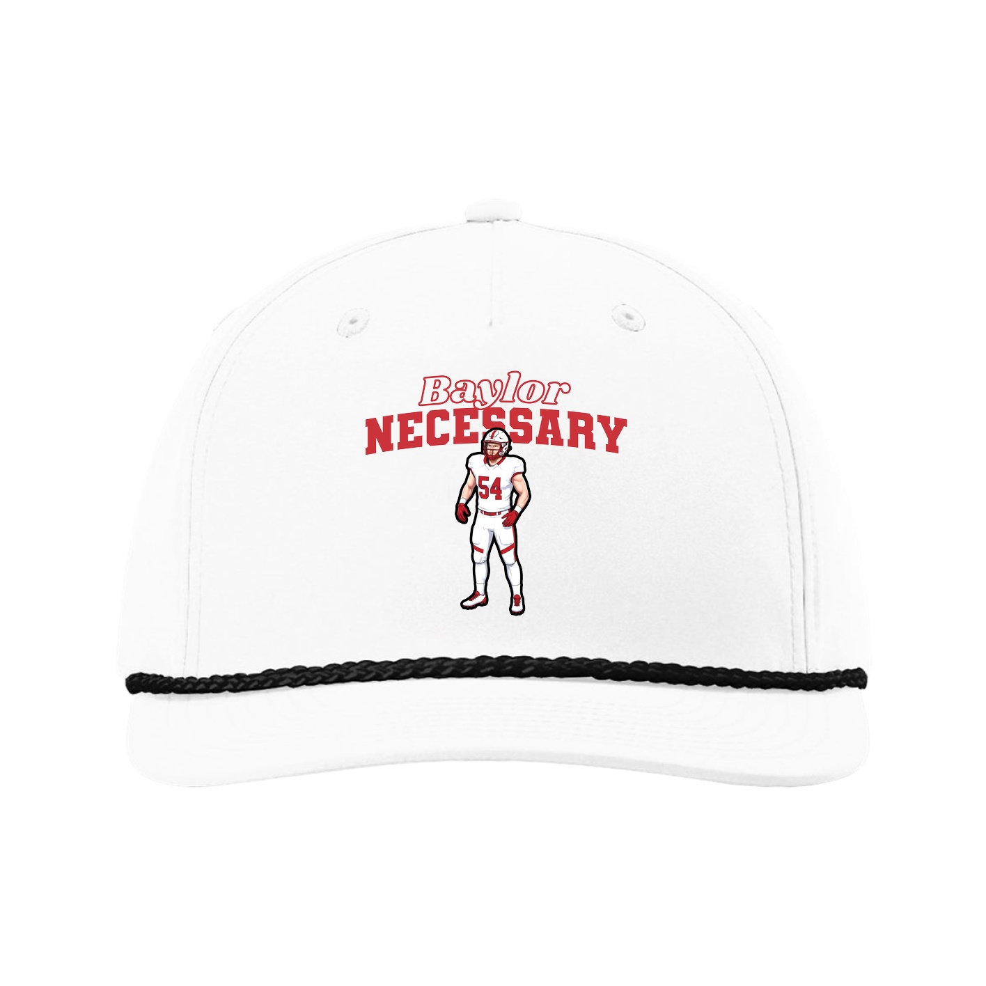 Five-Panel Classic Rope Cap — Name Arch in White