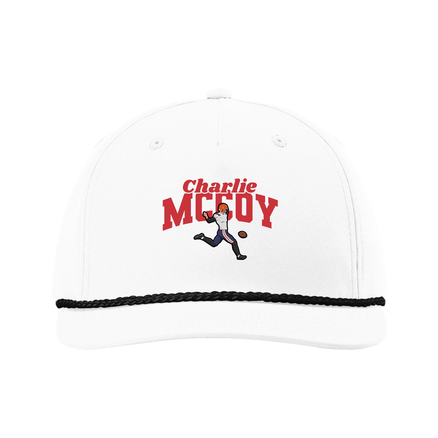 Five-Panel Classic Rope Cap — Signature Arch in White
