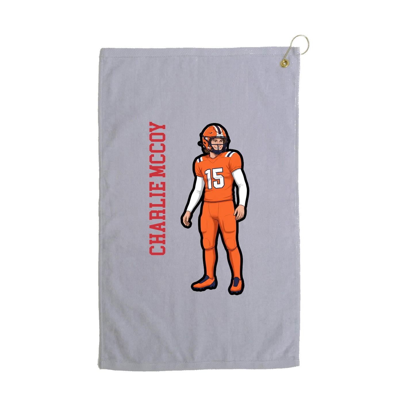 Golf Towel — Name Vertical in Grey