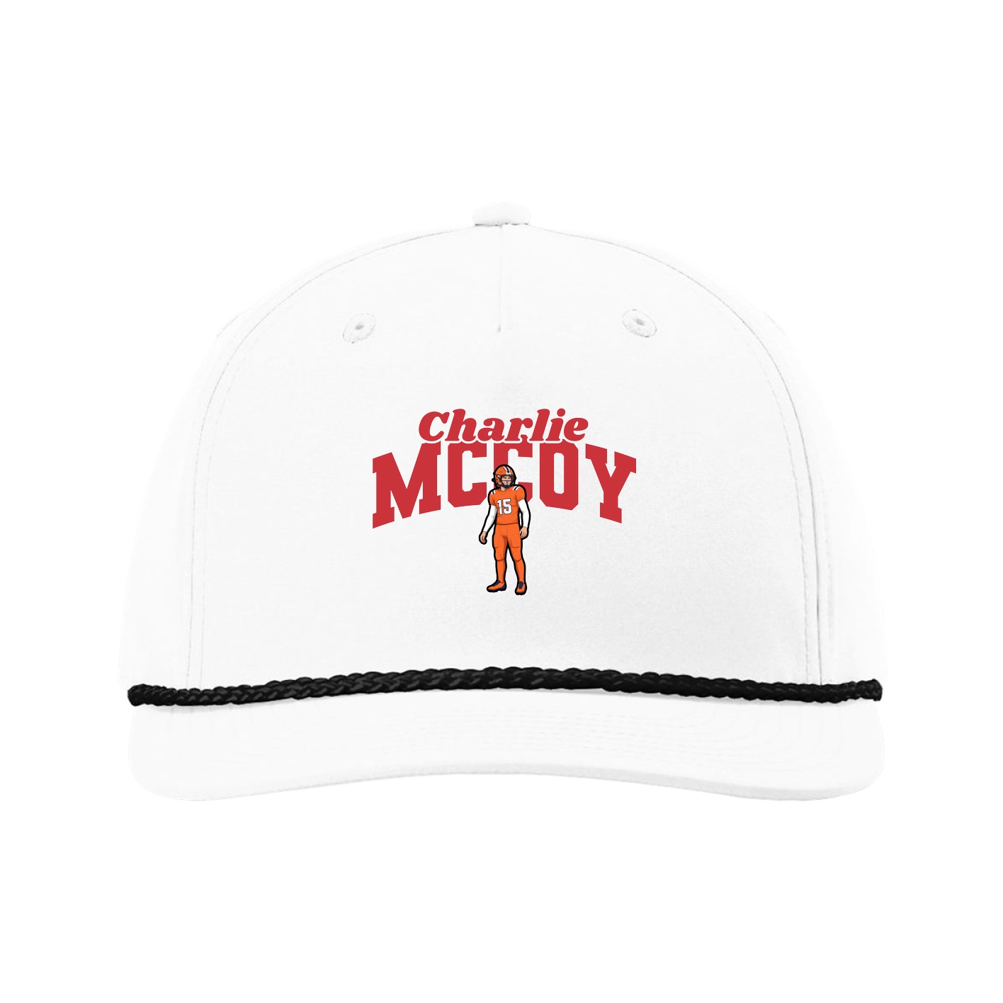 Five-Panel Classic Rope Cap — Signature Arch in White