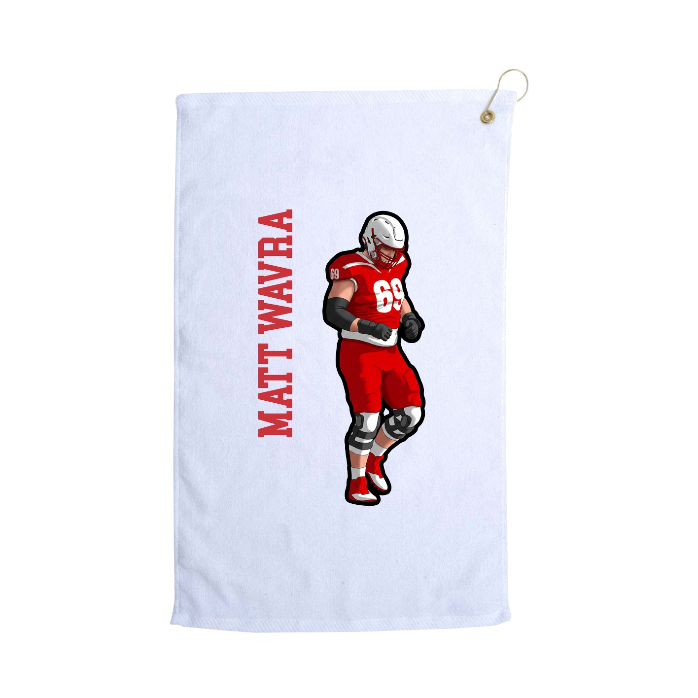 Golf Towel — Name Vertical in White