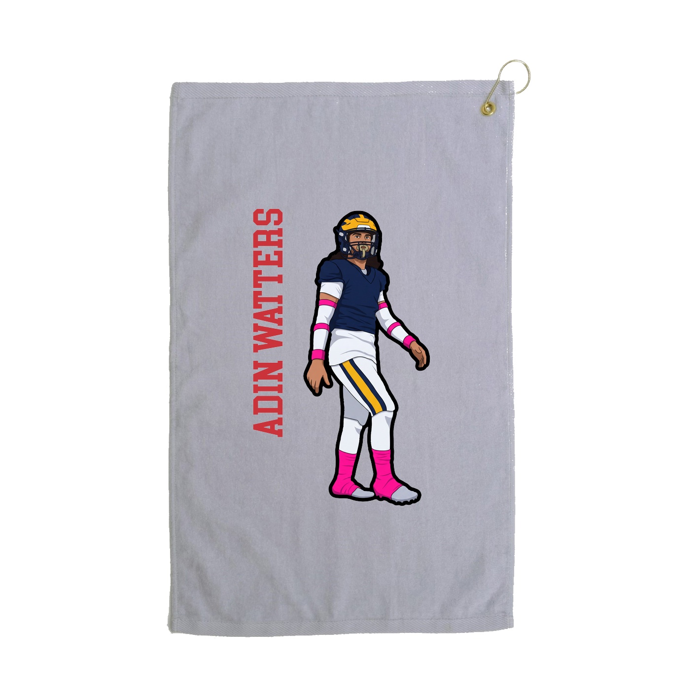 Golf Towel — Name Vertical in Grey