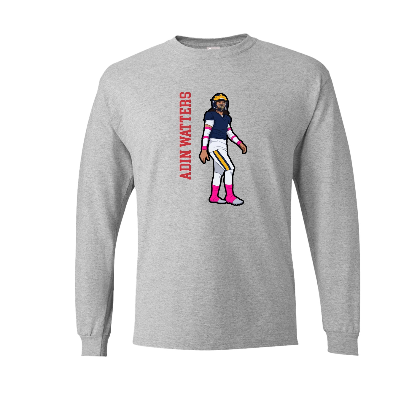 Long Sleeve Tee — Name Vertical in Grey
